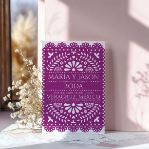 Papel Picado Magenta Volkskunst Hochzeit Spanische Einladung