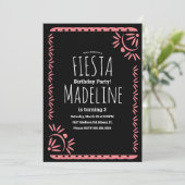 Papel Picado Mexican Birthday Fiesta Floral Border Einladung (Stehend Vorderseite)
