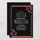 Papel Picado Mexican Birthday Fiesta Floral Border Einladung (Vorne/Hinten)