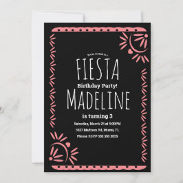 Papel Picado Mexican Birthday Fiesta Floral Border Einladung
