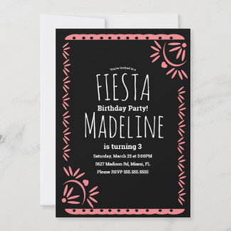 Papel Picado Mexican Birthday Fiesta Floral Border Einladung