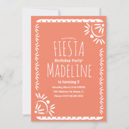Papel Picado Mexican Birthday Fiesta Floral Border Einladung