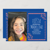 Papel Picado Mexican Birthday Fiesta Floral Foto Einladung (Vorne/Hinten)