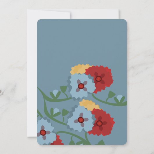 Papel Picado Mexican Botanical Florals Fiesta Einladung (Rückseite)