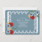 Papel Picado Mexican Botanical Florals Fiesta Einladung (Vorderseite)