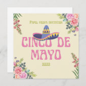 Papel Picado Mexican Botanical Florals Fiesta Einladung (Vorne/Hinten)