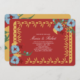 Papel Picado Mexican Botanical Florals Fiesta Einladung