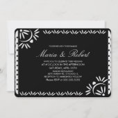 Papel Picado Mexican Botanical Wedding Black Einladung (Vorderseite)