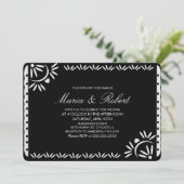 Papel Picado Mexican Botanical Wedding Black Einladung (Stehend Vorderseite)