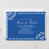 Papel Picado Mexican Botanical Wedding Blue Einladung (Vorderseite)