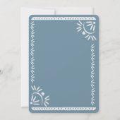 Papel Picado Mexican Botanical Wedding Blue Kraft Einladung (Rückseite)