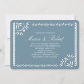 Papel Picado Mexican Botanical Wedding Blush Blue Einladung (Vorderseite)