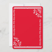 Papel Picado Mexican Botanical Wedding Red Kraft Einladung (Rückseite)