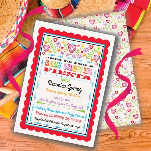 Papel Picado Mexican Fiesta Baby Shower Einladung