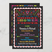 Papel Picado Mexican Fiesta Brautparty Einladung (Vorne/Hinten)