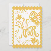 Papel Picado Mexican Fiesta Pink Yellow Wedding Einladung (Rückseite)