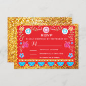 Papel Picado Mexican Fiesta UAWG gold Glitzer RSVP Karte