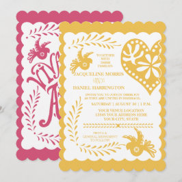 Papel Picado Mexican Fiesta Wedding Banner Gold Einladung