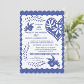 Papel Picado Mexican Fiesta Wedding Banner Theme Einladung (Stehend Vorderseite)