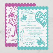 Papel Picado Mexican Fiesta Wedding Banner Theme Einladung (Vorne/Hinten)