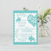 Papel Picado Mexican Fiesta Wedding Details Card Einladung (Stehend Vorderseite)