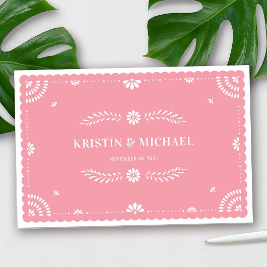 Papel Picado Mexican Wedding Guestbook, Pink Gästebuch