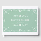 Papel Picado Mexican Wedding Guestbook, Sage Green Gästebuch (Vorderseite)