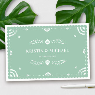 Papel Picado Mexican Wedding Guestbook, Sage Green Gästebuch