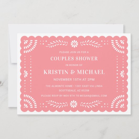 Papel Picado Mexikanische Paare Einladung (Vorderseite)