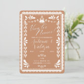 Papel Picado Mexikanischer Polterabend Viva Los No Einladung (Stehend Vorderseite)