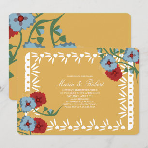 Papel Picado Mexiko Botanische Blumenparty Gelb Einladung