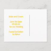 Papel picado Moderne gelbe Hochzeit Sichern des Da Ankündigungspostkarte (Rückseite)