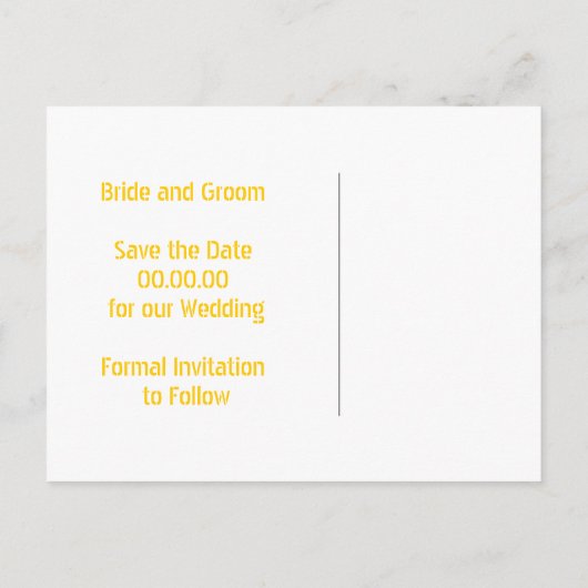 Papel picado Moderne gelbe Hochzeit Sichern des Da Ankündigungspostkarte (Rückseite)