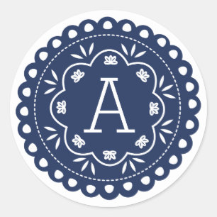 Papel Picado Monogram Stickers - Navy