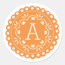Papel Picado Monogram Stickers - Orange