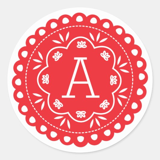 Papel Picado Monogram Stickers - Rot (Vorderseite)