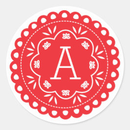 Papel Picado Monogram Stickers - Rot