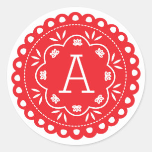 Papel Picado Monogram Stickers - Rot