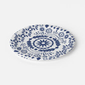 Papel Picado Navy Blue Pappteller (Schrägansicht)