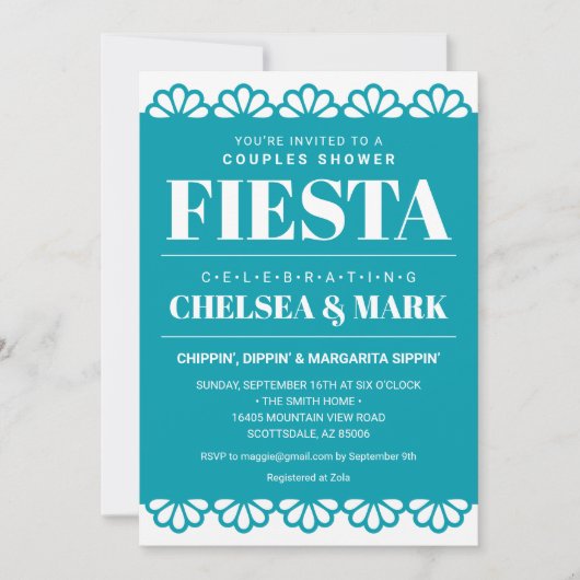 Papel Picado Paare Einladung zur Dusche (Vorderseite)