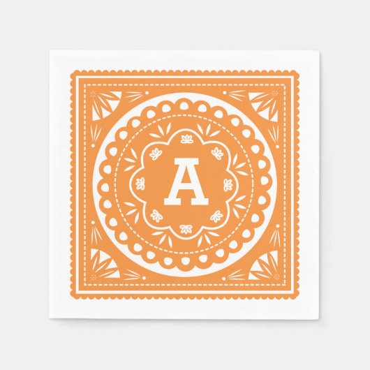 Papel Picado Paper Napkins - Orange Serviette (Vorderseite)