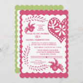 Papel Picado Pink Limon Fiesta Wedding Banner Einladung (Vorne/Hinten)