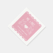 Papel Picado Pink Love Birds Wedding Fiesta Serviette (Ecke)