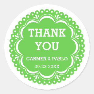 Papel Picado Pink und Lila Gastgeschenk Hochzeit Runder Aufkleber