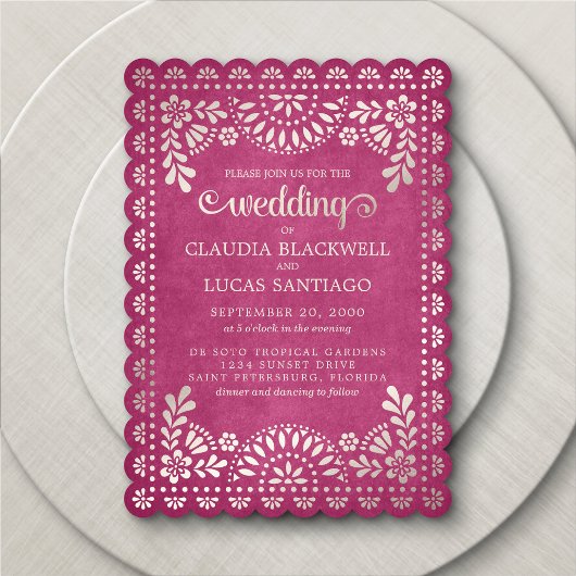Papel Picado Pink Wedding Einladung