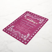Papel Picado Pink Wedding Folieneinladung (Gedreht)