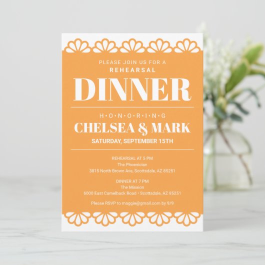 Papel Picado Probe Abendessen Einladung (Stehend Vorderseite)