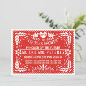 Papel Picado Rote Hochzeitsdusche Einladung (Stehend Vorderseite)