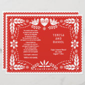 Papel Picado Rotes Hochzeitsprogramm (Vorne/Hinten)