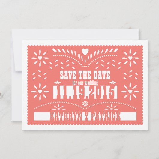 Papel Picado Save the Date Hochzeitsankündigung Einladung (Vorderseite)